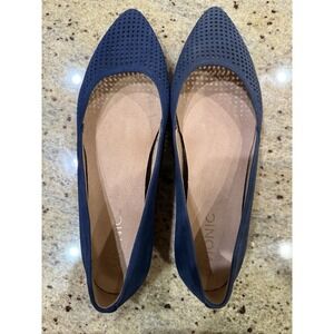 Vionic Posey Women's Suede Flat Pointed Toe, Perforated, Size 8 Blue